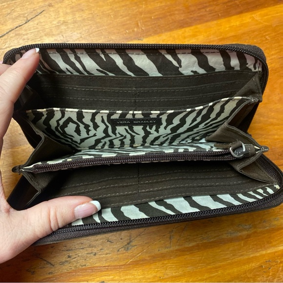 Vera Bradley Chocolate Brown Quilted Wallet with Zebra Accents - Picture 2 of 4